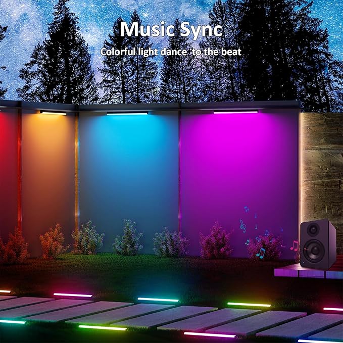 Outdoor RGB Light Bar, Outdoor Color Changing Lights Waterproof, APP and Remote Smart Flood Light, Music Sync and Versatile Color Changing Great for Pathway, Poolside, Patio, Lawn Decor (2)