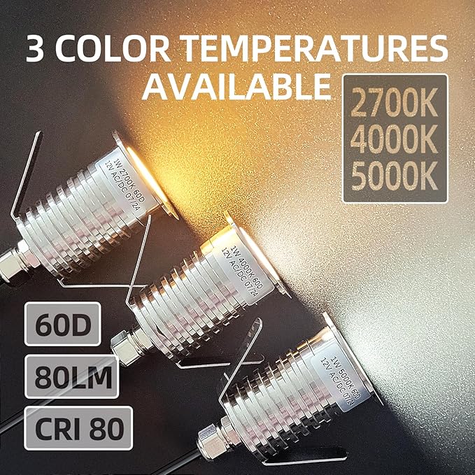 Low Voltage Deck Light 6-Pack, 1W 80 Lumens Landscape Lighting, φ35 mm Recessed LED Outdoor Step Stair Lights, Full 304 Stainless Steel Deck Lighting Wired for Outside Yard (SG07, 6-Pack 2700K)