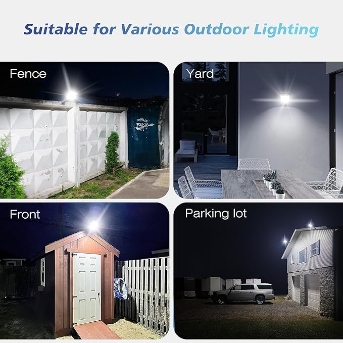 Solar Lights Outdoor Waterproof, 320° Wide Angle Flood Lights Outdoor Dusk to Dawn, IP66 Waterproof Solar Street Light Motion Sensor with Remote, LED Security Light for Yard Parking Lot 4-Pack