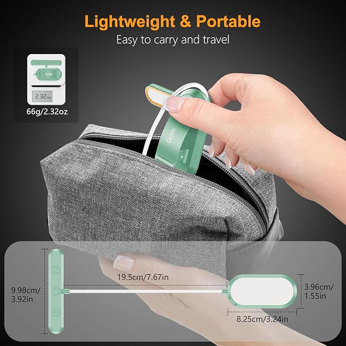 Gritin Rechargeable Book Light for Reading in Bed with 19 LED &Memory Function-Eye Caring 3 Color Temperatures,5 Brightness Levels,90 Hrs Runtime Flexible Goose Neck Clip on Light-Cyan