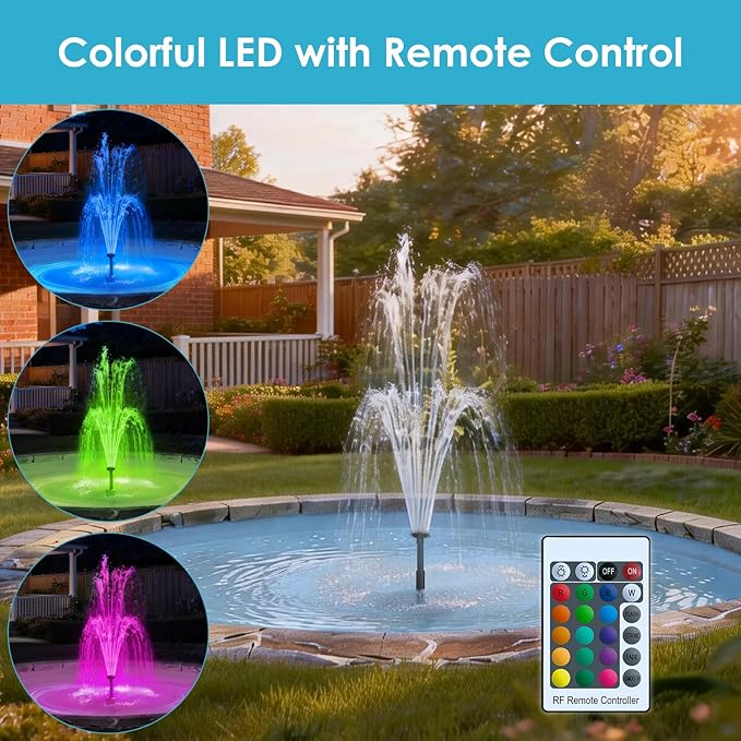 AquaMiracle 880GPH Submersible Pond Fountain Pump with LED Lights, Outdoor Water Fountain Pump for Small Ponds, Gardens, Water Feature, Bird Baths (400-900 Gal)