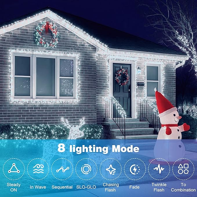 Christmas Lights 1200 LED 394 FT, IP67 Waterproof Christmastree Lights with 8 Modes, Remote Control 3 Timers & Memory Function Xmas Decorations for House and Holiday (Cool White)
