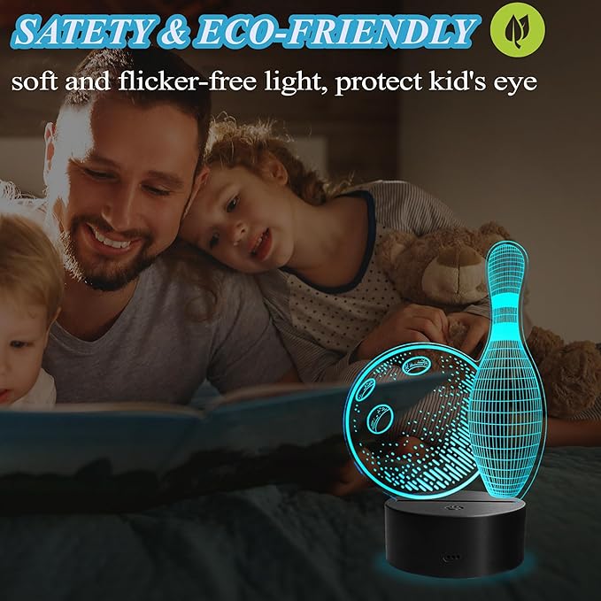 Bowling Night Light, Bowling Gifts, 3D Night Light with Remote Control, 16 RGB Colors, 4 Flashing Modes, Timer, Bowling Room Decor