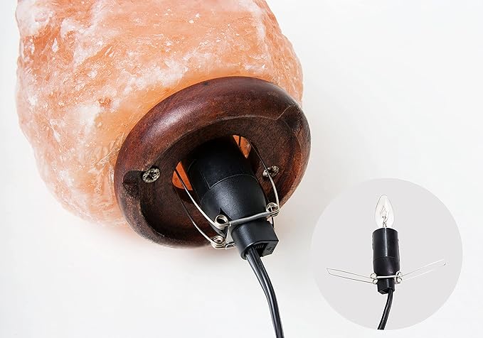 Venforze Himalayan Salt Lamp Cord (5 Feet Cord with Metal Clip) with Dimmer Switch, Original Replacement Cord and 6 Packs E12 Halogen Salt Lamp Bulbs