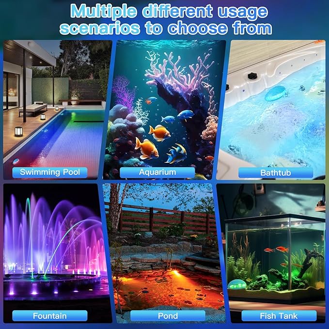 Pool Lights, 18W Underwater Submersible Light, Above Ground Pool Lights with APP Control, RGB Dimmable, Music Sync, IP68 Waterproof, 12V Pool Light for Aboveground Inground Pools