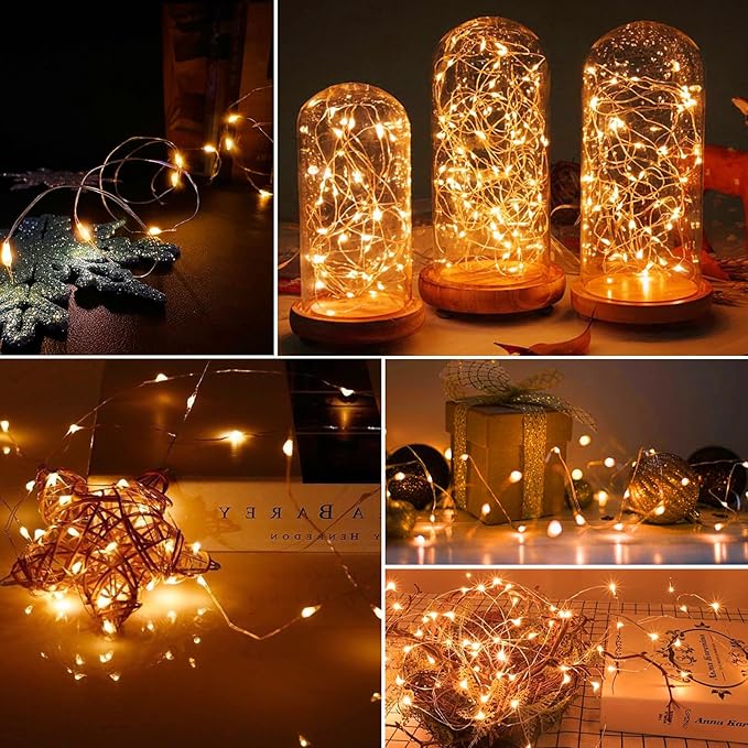AIKEI 24 Pack LED Fairy Lights Battery Operated, Orange Thanksgiving Mini String Lights Waterproof 7ft 20 Led Firefly Starry Lights for Wedding Party Bedroom Garden Christmas Decoration Orange