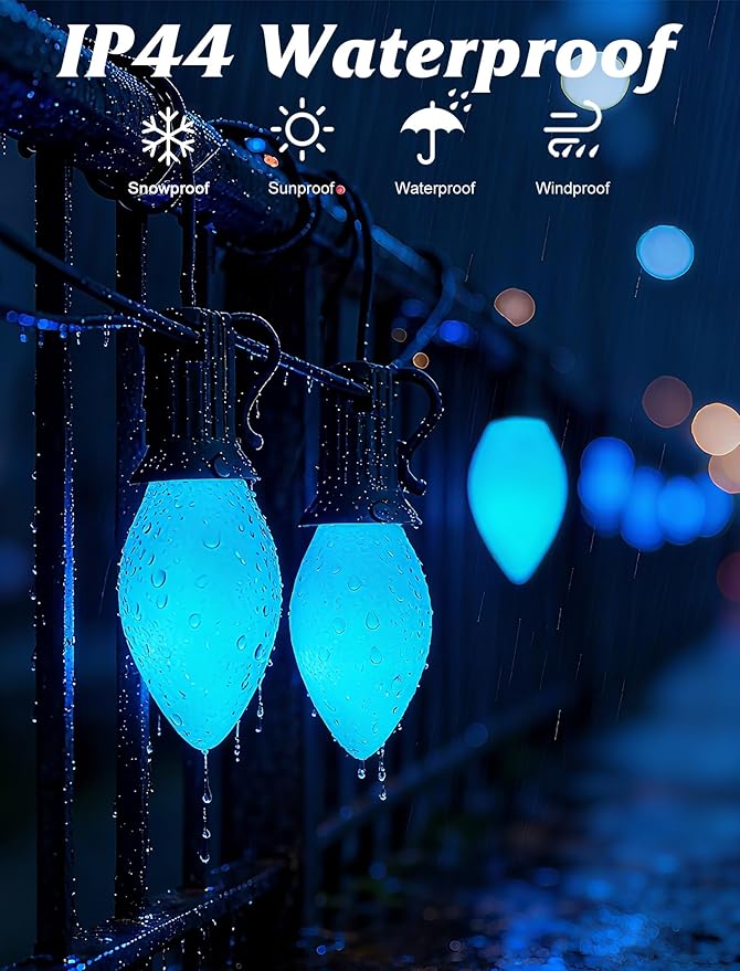 25-Pack C7 Blue Christmas Replacement Light Bulbs, 5W C7/E12 Candelabra Base Night Light Bulbs for Outdoor String Lights, Christmas Decorations, Patio and Party Lighting