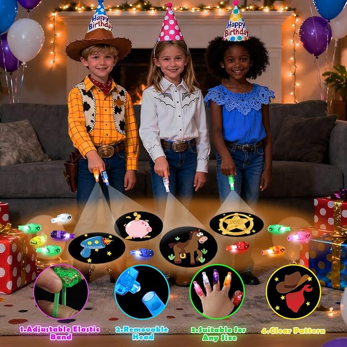 36 Pcs Toy Inspired Story Themed Party Favors LED Finger Lights for Kids, Glow in the Dark Birthday Party Supplies, Goodie Bag Fillers, Classroom Rewards Gifts Bulk, Cosplay & Night Games