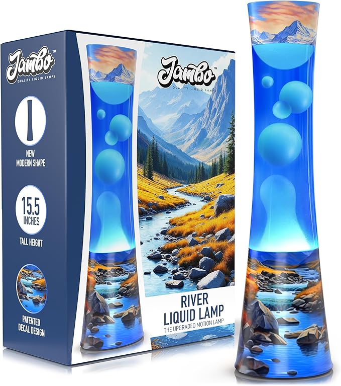 JAMBO 15.5" River Oasis Lamp, Beautiful Lamp for Living Room Office Bedroom Kitchen, Night Light Nightlight for Adults, Teens and Kids, Relaxing Liquid Motion Light, Mood Light, Home Decor