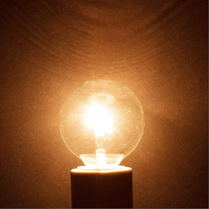 Simba Lighting Aromatic Wax Warmer Small Globe G16.5 Round Bulb 25W E12 Candelabra Base (6 Pack) for Chandelier, Ceiling Fan, Decorative Vanity Lights, Sconce, Clear Glass, 110V 120V, 2700K Warm White