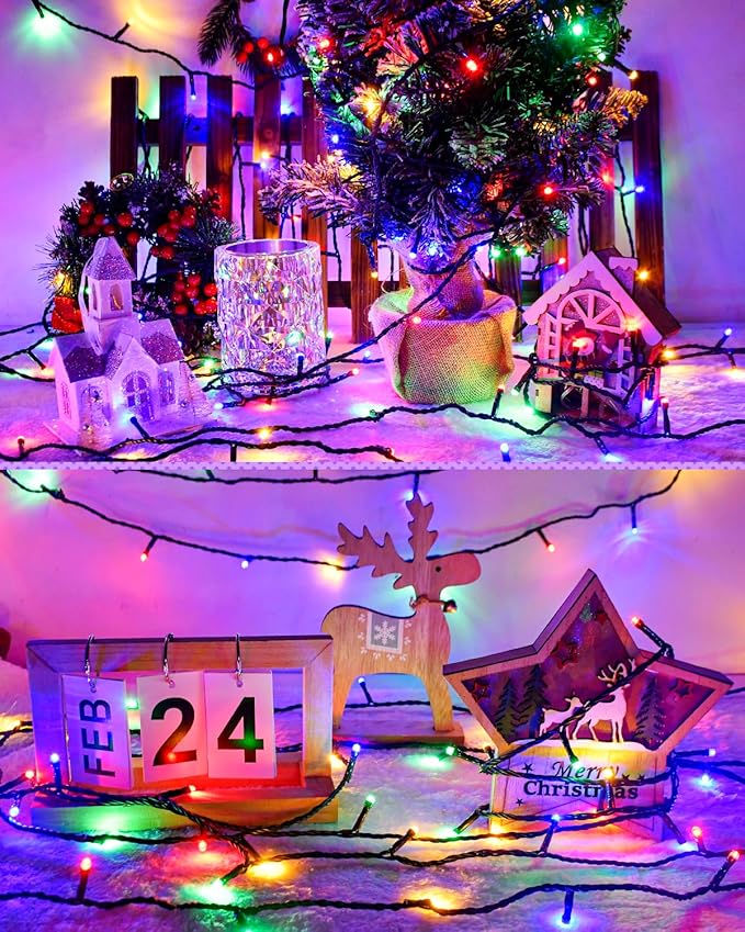 Christmas Lights Outdoor with Timer, Battery Operated Christmas Lights 9.8ft 30LED Christmas Decorations for Small Mini Christmas Tree Multicolor