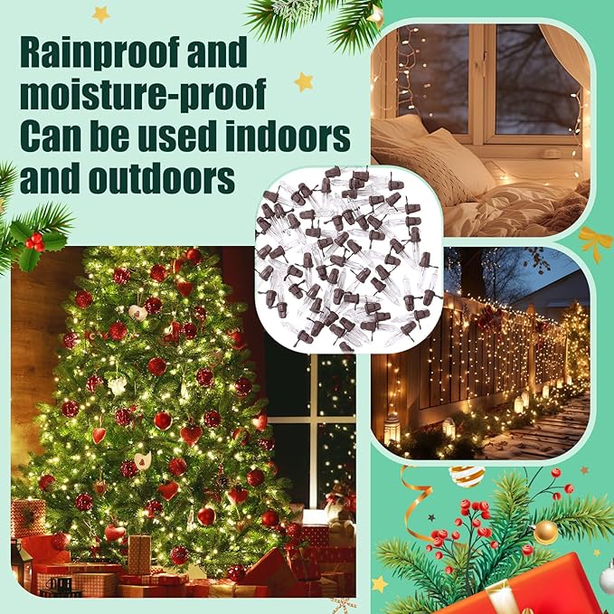 Mudder 60 Count Christmas Replacement Mini Light Bulbs with Base Christmas Tree Incandescent Wire String Lights Replacement Bulbs for Xmas Indoor Outdoor Decoration(Brown Base Warm White,12vx0.08a)