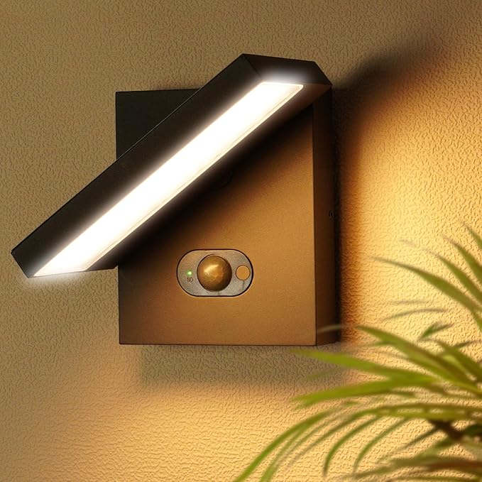 Solar Outdoor Wall Sconce Motion Sensor Wall Light IP65 Waterproof Aluminum Porch Light for Garage Porch Entrance Patio Lighting