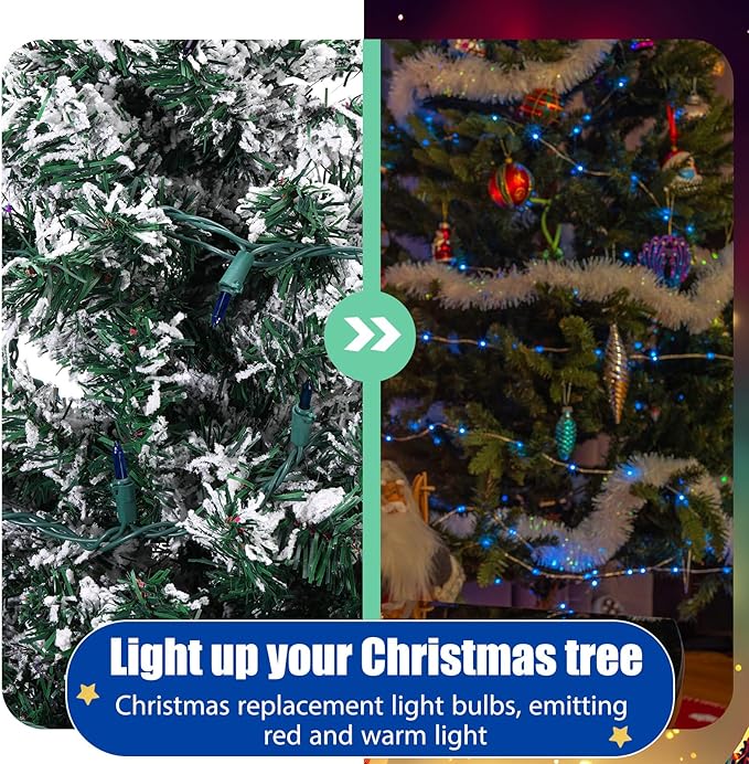 Mudder 500 Pcs Christmas Tree Replacement Light Bulbs 2.5v Christmas Light Bulbs Incandescent Xmas Decorative Replacement String Lights Outdoor Indoor(Blue)