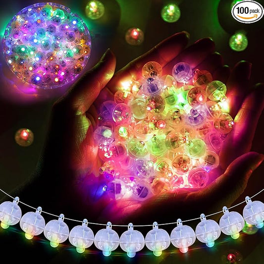 100pcs Flash Colorful Balloon Lights Mini Led Lights Round Long Standby Time Ball Lamps Paper Lantern Balloons Lamps for Birthday Party Christmas Halloween Decoration Rainbow