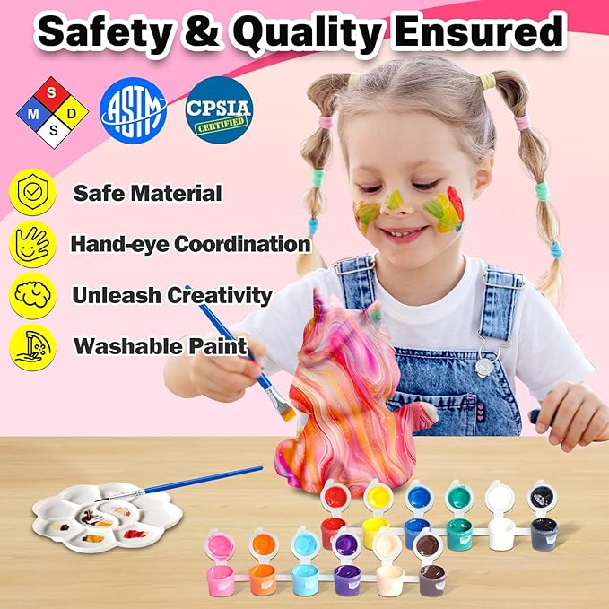 FUNZBO Paint Your Own Unicorn Lamp Kit - Easter Basket Stuffers, Arts and Crafts Supplies Painting for Kids Teens, DIY Night Light Unicorn Toy for Girl Boy Age 3 4 5 6 7 8 9 10 11 12 13 Birthday Gift