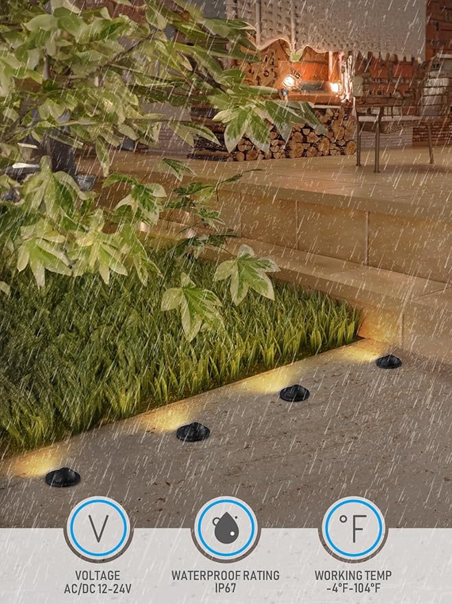 LEONLITE 5W Low Voltage In-ground Well Lights, LED Landscape In Ground Lights, 12-24V AC/DC, CRI90, ETL Listed, IP67 Waterproof, Aluminum, 3000K Warm White, Pack of 6