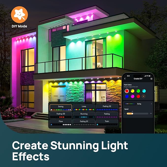 Linkind Permanent Outdoor Lights HP5,Smart AI RGBTW 150ft Christmas Lights, 85 Scenes Modes for Daily Holiday Christmas Decorations,IP67 Waterproof, Works with Alexa,Google Assistant