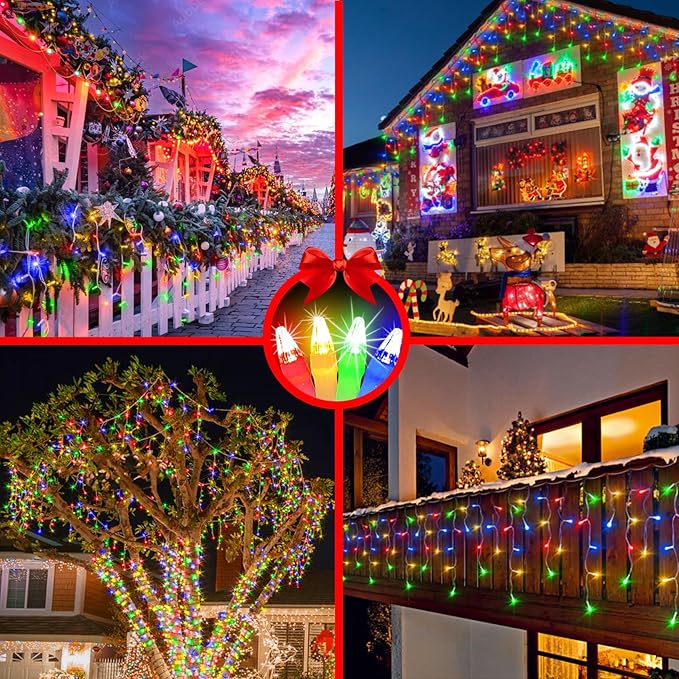 82FT 810 LED Outdoor Christmas Lights - 180 Ice Drops, 12 Modes with Timer Memory Dimmable, Waterproof Hanging Ice String Light for Holiday Wedding Garden Fence House Tree Outside Decor (Multicolor)