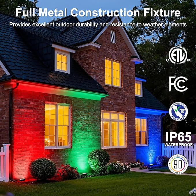 Red Color Flood Lights Low Voltage, 9W 12V LED Hard Wired Landscape Flood Wall Washer Lights Outdoor Waterproof for Uplighting Tree House, Super Bright, Aluminum, Black, 6Pack