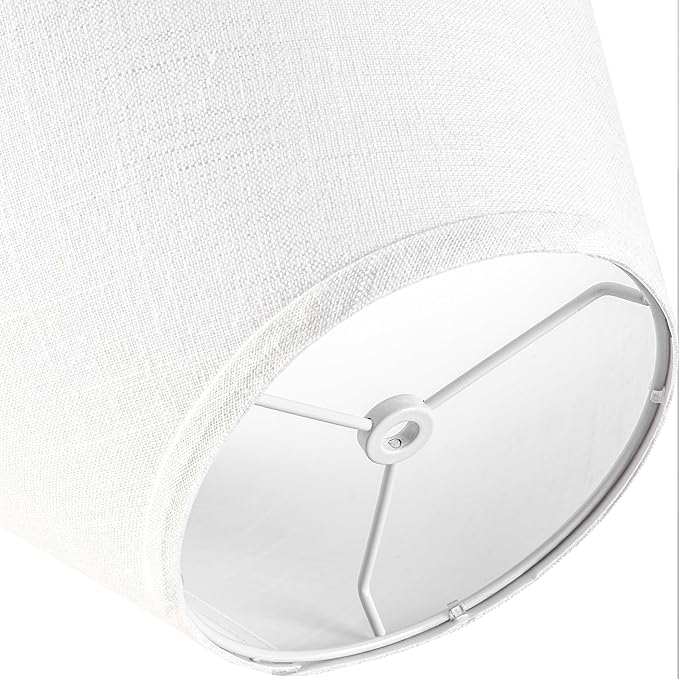 GO&SO White Texture Lamp Shades Set of 2,Small Barrel Lampshade for Table and Small Floor Lamp, 5.5'' Top x 10'' Bottom x 7.2'' Height, Natural Linen Handcrafted, Spider Fitting,2 Pack,Easy Assembly