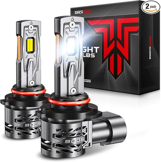 Torchbeam 2025 1000% Super Brighter 9005/HB3 Bulbs, 60,000LM, 1:1 Size, 6500K Cool White, 80000Hrs Long Life with 25000RPM Cooling Fan, 360° Adjustable Beam, 3 Min Install, Pack of 2