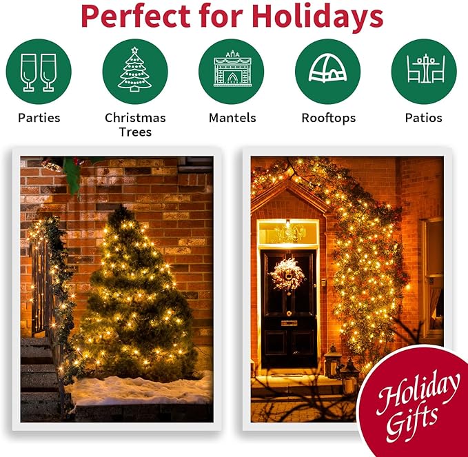 LAMPHOME Yellow Easter Lights 100 Count 19.6 Feet Incandescent Bulb Mini Golden String Lights for Indoor Christmas Tree Garland Birthday Wedding Party Festival Decoration, White Wire