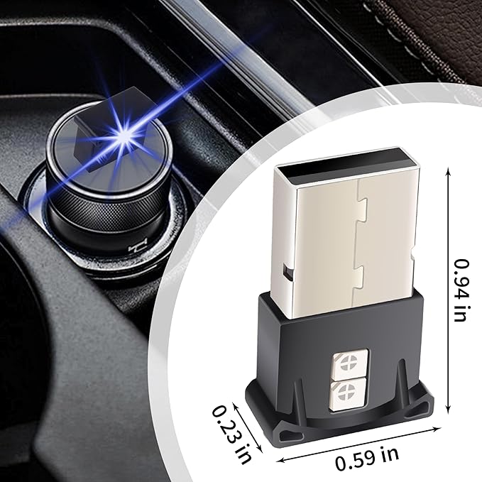 Mini USB LED Car Light, DC 5V Intelligent Interior Car Lights, Atmosphere Lamp for Car, Plug-in Interface, Suitable for Car, Laptop Keyboard, Home Office, Adjustable Brightness (USB-A*2)