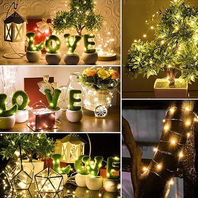 Upgraded 4 Pack 33Ft 100 LED Fairy Lights Battery Operated with Timer, Waterproof LED String Lights Outdoor Indoor, Battery Twinkle Lights for Christmas, Bedroom, Classroom, Parties, Wedding, Decor