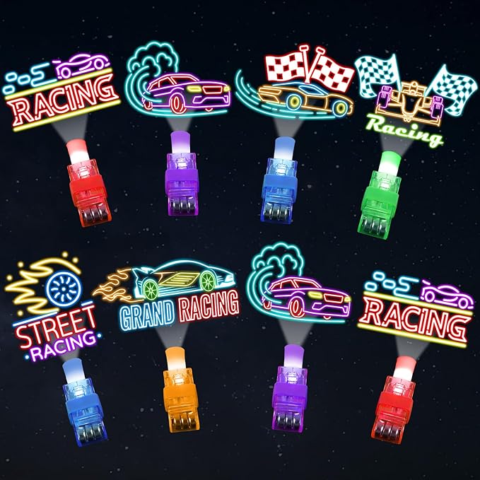36Pcs Racing Cars LED Finger Lights Hot Cars Party Favors Glow in the Dark Light Up Finger Lights Toys Themed Toys Bulk for Kids Birthday Party Goodie Bag Stuffer Birthday Gifts Classroom Prize