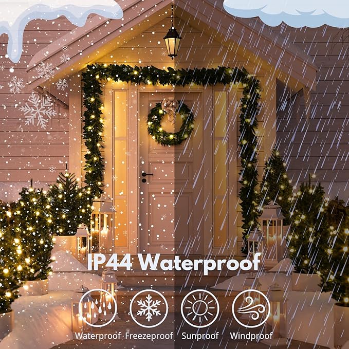 2-Pack Connectable Christmas Lights Outdoor, Total 164FT 400LED Christmas String Lights Waterproof with 8 Modes & Timer, Green Wire Twinkle Lights for Xmas Tree Decorations Outdoor Indoor, Warm White