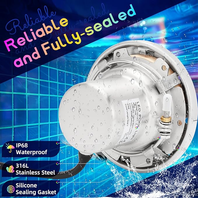 CAtArt 6 Inch LED Spa Light,12V DC Color Changing Inground Spa Lights for Inground Pool with Controller Remote and APP Control for 6'' Wet Niche,12W,50 Foot Cord