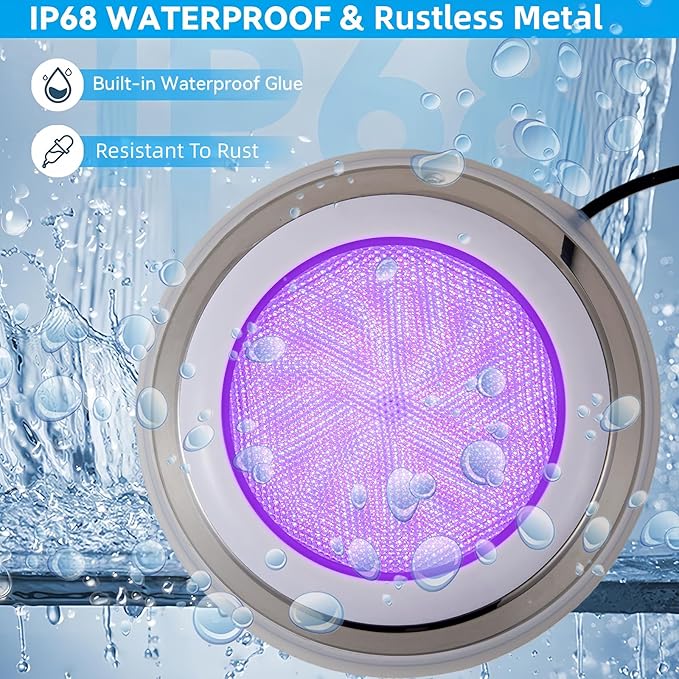 11.81in LED Pool Light Color Change for Inground Pool, Underwater Wall-Mounted Pond Light Submersible RGB Led Light Swimming Pool Light 12V 36W with Remote IP68 Waterproof