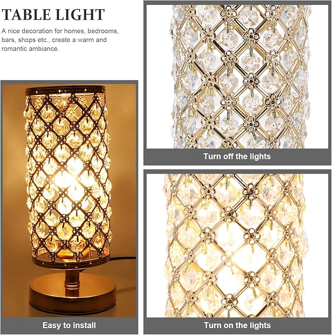 1pc Creative Crystal Table Lamp for Living Room Elegant Desk Light Adornment Warm Ambiance Touch Control Accent for Bedroom and Home Decor