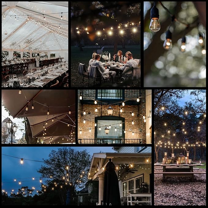 24-Pack String Light Bulbs, S14 Outdoor Waterproof Replacement Bulb, E26 Base Bulbs, 1W 120V, 2700K Warm White