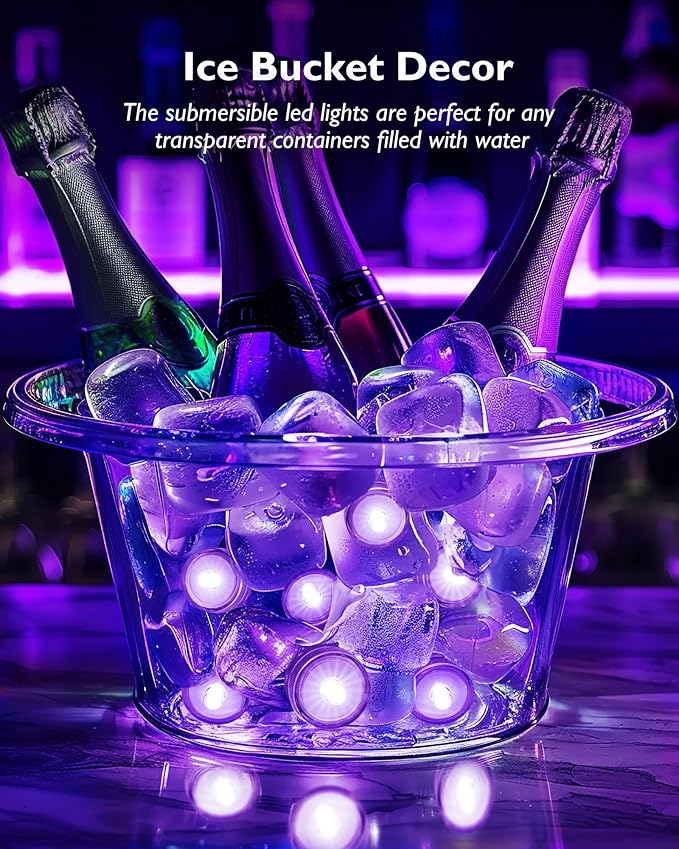Homemory 12pcs Mini Submersible LED Lights, Waterproof Small Tealight Candles,Battery Operated Underwater EFX Light for Vase,Pool Pond,Halloween Lantern Decor-Purple
