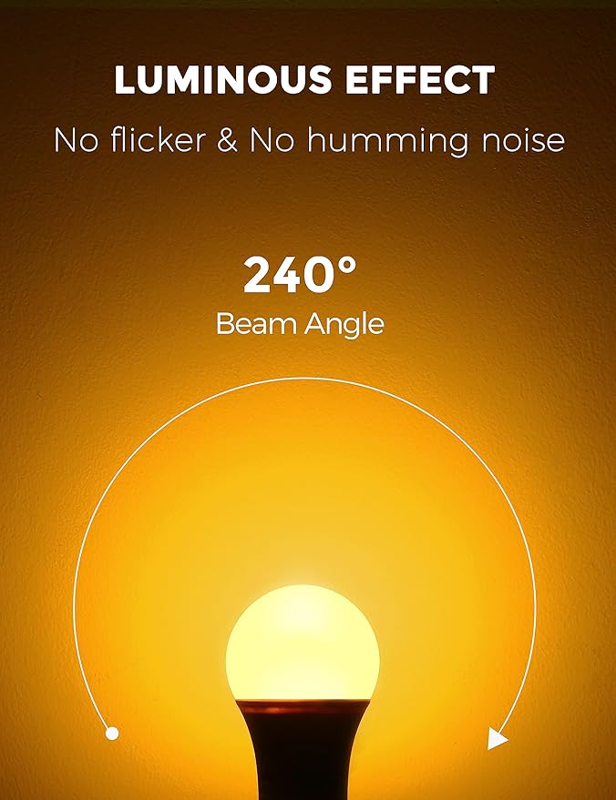 L LOHAS LED Sleep aid Amber Light Bulbs, Blue Light Blocking, A19 9W(60 Watt Equivalent) Dim Light Bulbs, 1800K Warm Light Bulb, E26 Base, 2 Pack