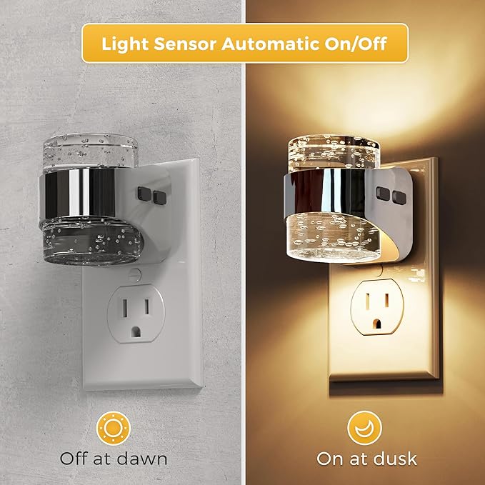 L LOHAS LED 4 Pack 3CCT Night Lights Plug into Wall, 3000K/4000k/5000K Adjustable Color Temperature Night Light,Bubble Nightlight with Dusk to Dawn Sensor for Rooms Bathroom Hallway