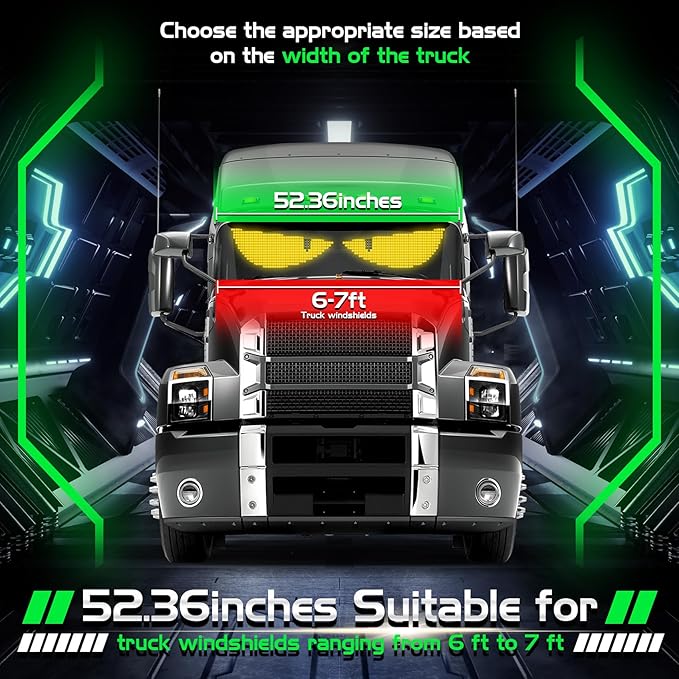 Vanesa 52.36 * 7.56 Inch Devil Eyes Light for Windshield, Led Eyes for Truck and Car Windshield, Flexible Led Demon Eyes, Animated Eyes Led Lights for Semi Truck