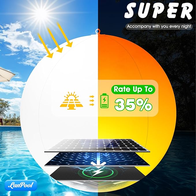 Floating Pool Lights,14" Flame Solar Pool Lights,Floating Glow Globe IP68 Waterproof, Solar Powered Swimming Pool Accessories, Large Floating Light Up Balls for Pool Pond Outdoor Decor-2PCS
