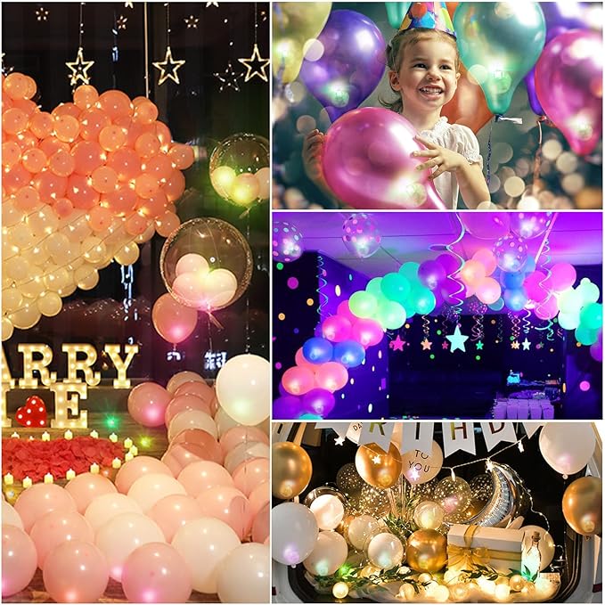 ZGWJ 100PCs Red Balloon Lights Mini, Battery Powered, Long Standby Time Waterproof Tiny Led Round Flash Light for Paper Lantern Balloon Party Easter Eggs Wedding Christmas Halloween Decorations