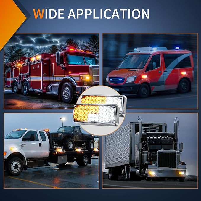 Nilight 2PCS 42LED Amber White Wireless Magnetic Strobe Lights Portable Warning Hazard Light Surface Mount Waterproof 5 Patterns for 12V 24V Cars Trucks Van Off Road Vehicles ATV