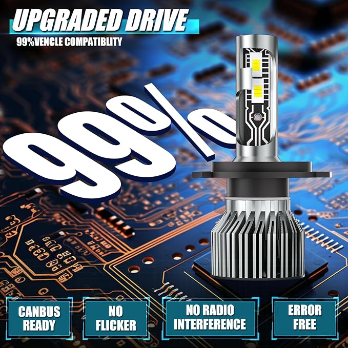 Fit For 1997 1998 1999 2000 2001 2002 2003 2004 2005 2006 2007 2008 2009-2015 Toyota Tacoma ,High Low Beam Bulbs Combo Kit,6000K White Enhanced Visibility,Direct Installation with Fan,IP68 Pack of 2