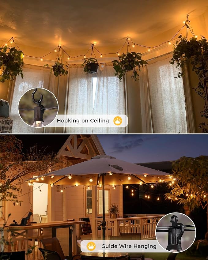 Brightown Outdoor String Lights - Globe Patio Lights 38 Ft with 15 G40 Shatterproof Bulbs, Waterproof Connectable Commercial Outdoor Light for Backyard, Bistro, Porch, Cafe, Deck