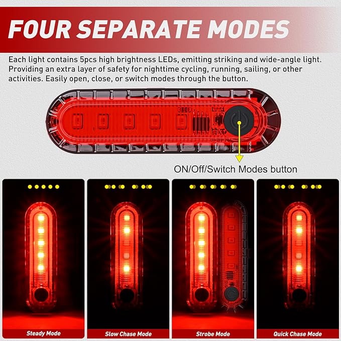 Nilight Marine Boat Navigation Light 4PCS Red Green Port Starboard White Stern Lights Four Mode Waterproof Rechargeable Warning Safety Lamp for Skeeter Yacht Pontoon Trailer Truck Bike Backpack Helmet