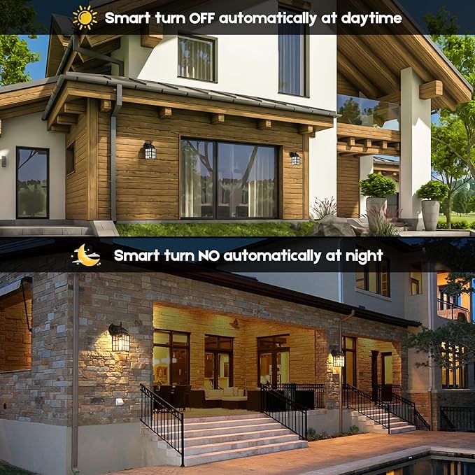 Dusk to Dawn Outdoor Wall Light Fixture, Waterproof Exterior Wall Lantern Porch Light with Photocell Sensor, Modern Bronze Outside Wall Sconce with E26 Socket for House Garage, 2-Pack