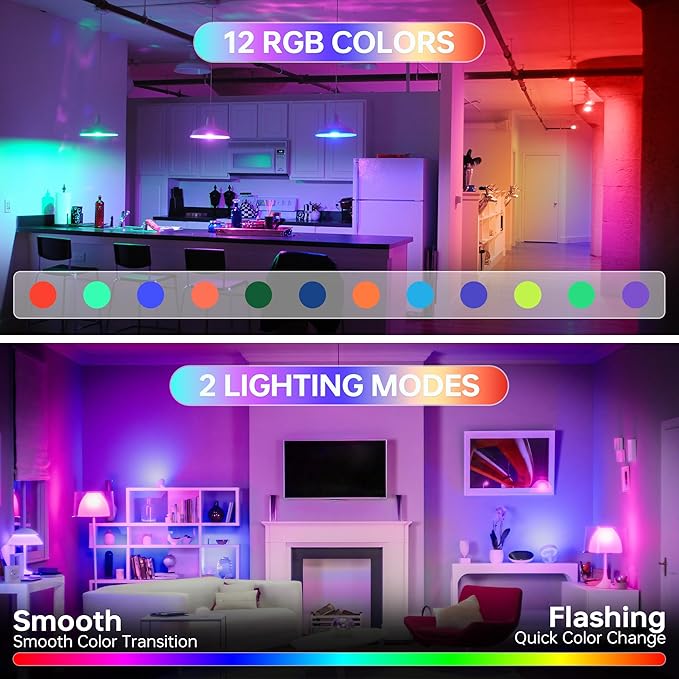 Rechargeable Battery Operated Light Bulb: E26 Wireless LED Night Light with Remote Control and Timer for Lamp, 3000mAh Dimmable Magnetic Puck Lights, 3 Color Temperatures+12 RGB Colors, Outdoor, 4pcs