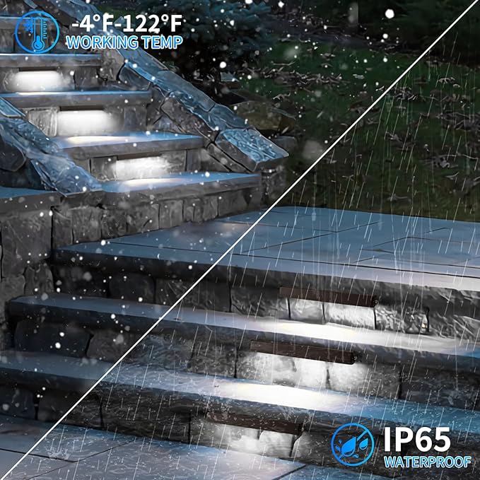 4-Packs 3W 7inch LED Hardscape Paver Lighting,12V AC/DC Low Voltage Retaining Wall Lights,Landscape Lighting,5000K Daylight White Outdoor Step Light,50,000 Hours Lifespan-Black