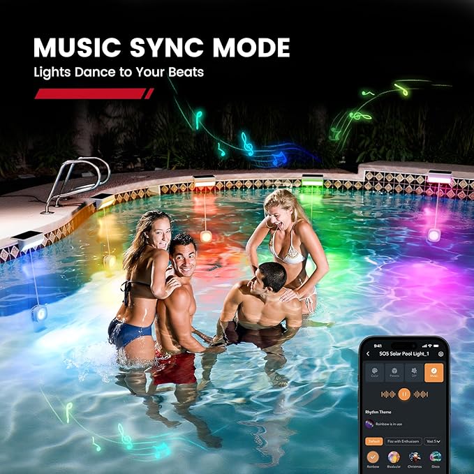 Enhulk Pool Lights with APP Control - 43+ Color Scenes & Timer, IP68 Waterproof Above Ground Pool Light,Poolside Solar Light, RGBW Solar Pool Lights for Garden, Pond, Patio (White 2-Pack)