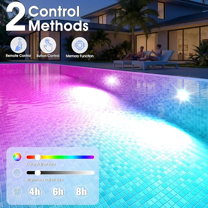 Submersible Pool Lights with Remote, High Brightness Swimming Led Pool Lights for Above Ground Pools Waterproof, 9 Modes Underwater Magnetic Pool Light for Inground Pool-1pc